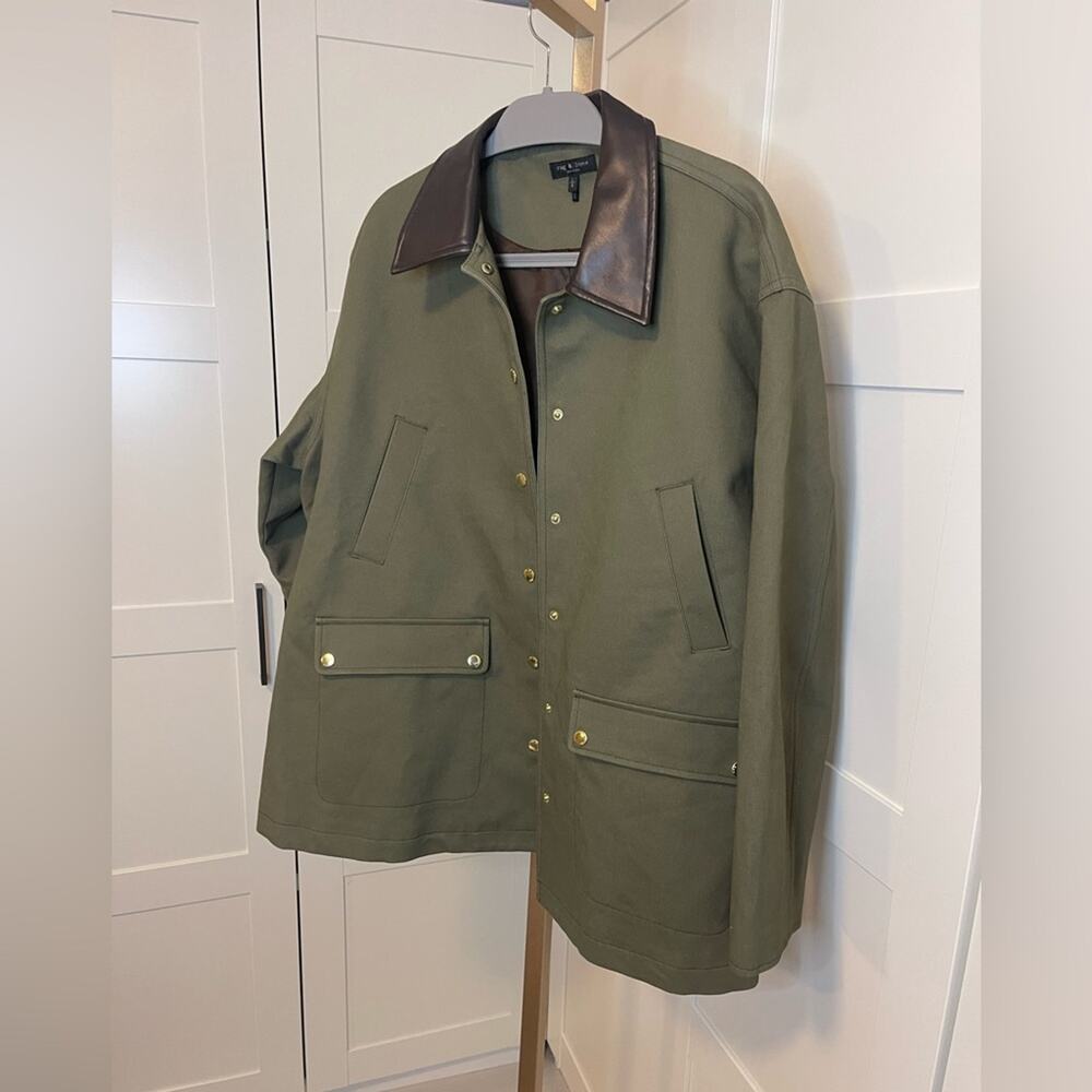 rag & bone Olive Green Jacket with Dark Brown Collar - Picture 7 of 9